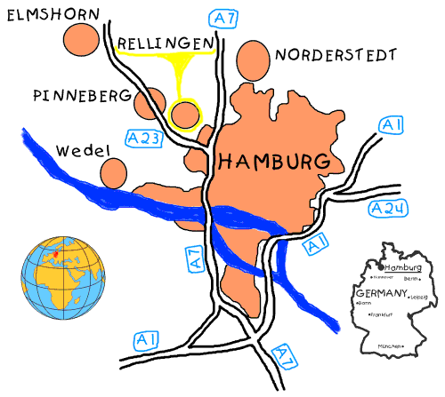 Umgebungsplan der Tischlerei Ligneo, Rellingen bei Hamburg